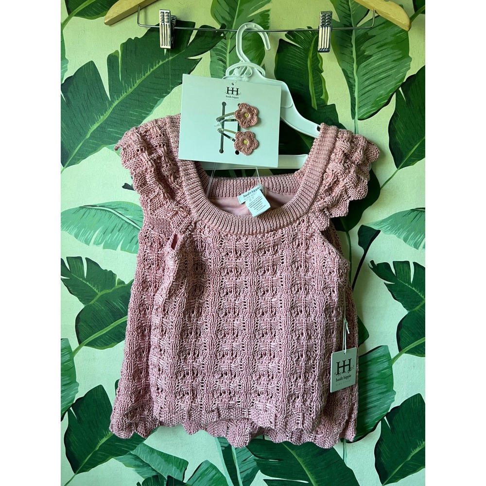 Haute Hippie Crochet Skirt Set Kids Size 12 Pink NWT